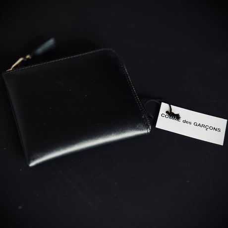 新品 comme des garcons leather wallet black