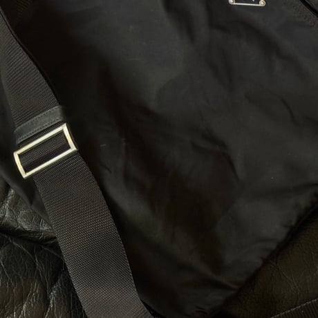 prada nylon logo shoulder bag black #1