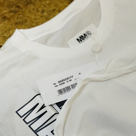 新品 mm6 maison margiela over size logo tops white
