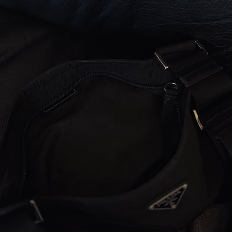 prada nylon logo shoulder bag black #2