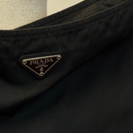 prada nylon logo shoulder bag black #1