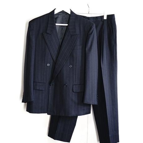 yves saint laurent double  set up suit stripe