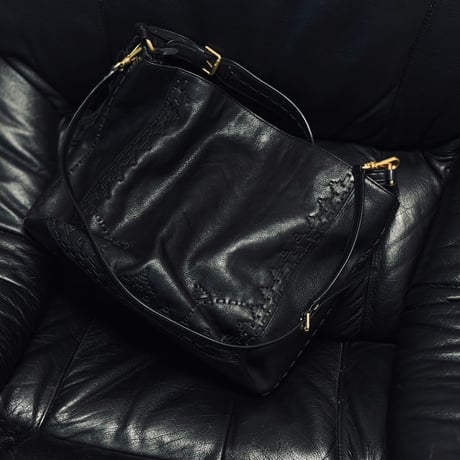 新品 ralph lauren antique finished leather shoulder bag black