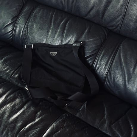 prada nylon logo shoulder bag black #2