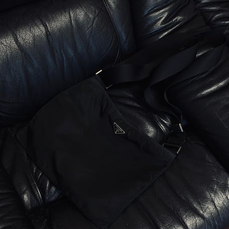 prada nylon logo shoulder bag black #6