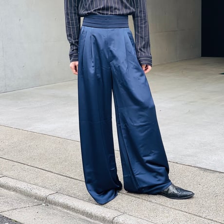 新品 high wide flare pants navy