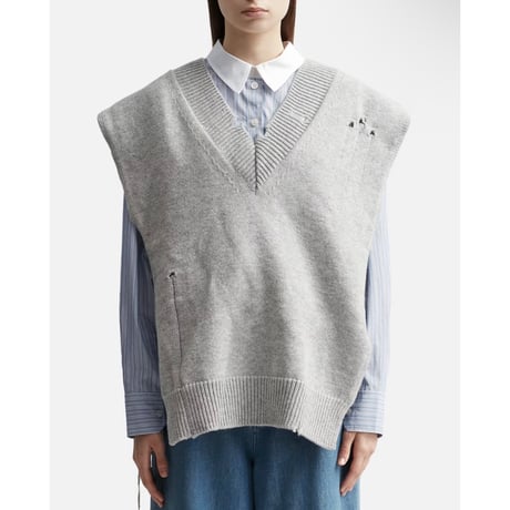 新品 maison margiela destroy knit vest gray