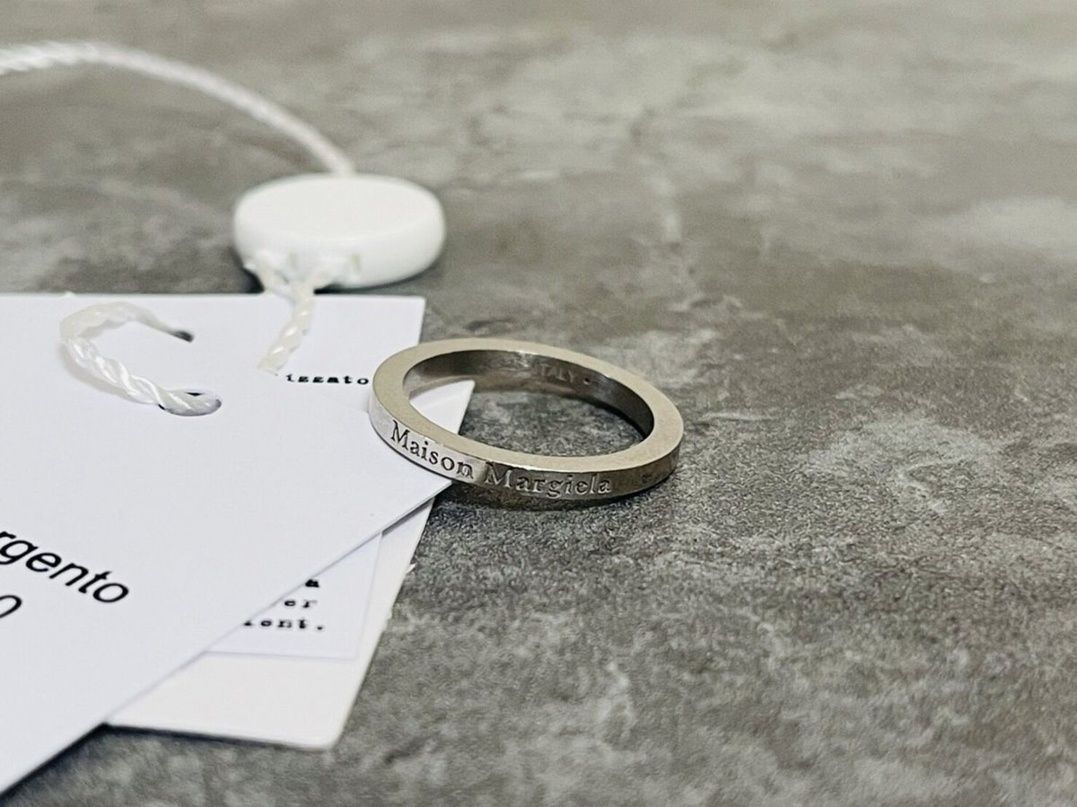 新品 maison margiela silver logo ring 19号 | requa