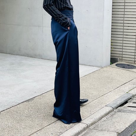 新品 high wide flare pants navy