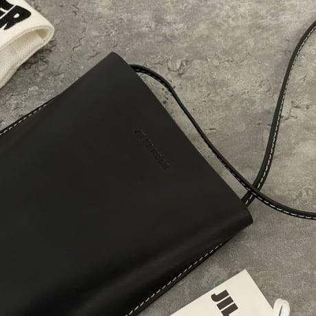新品 jilsander leather shoulder pouch black