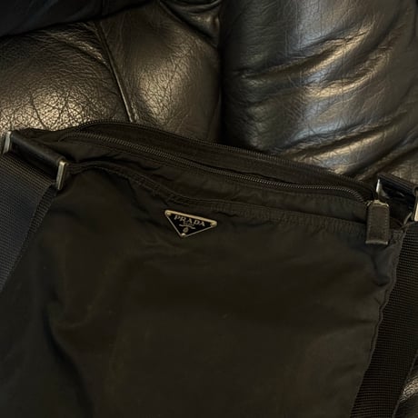 prada nylon logo shoulder bag black #5