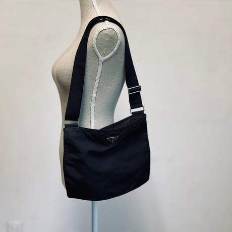 prada nylon logo shoulder bag black #1