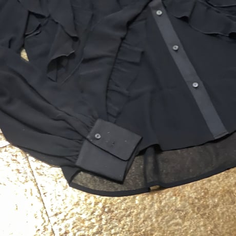 新品 high 2021ss frill shirt black 46