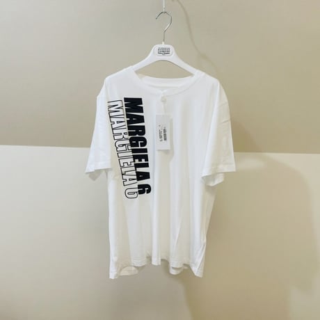 新品 mm6 maison margiela over size logo tops white