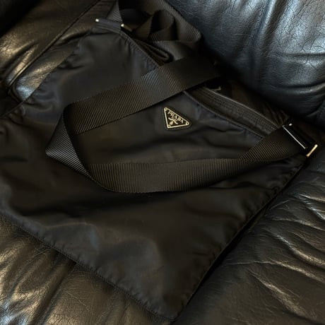 prada nylon logo shoulder bag black B