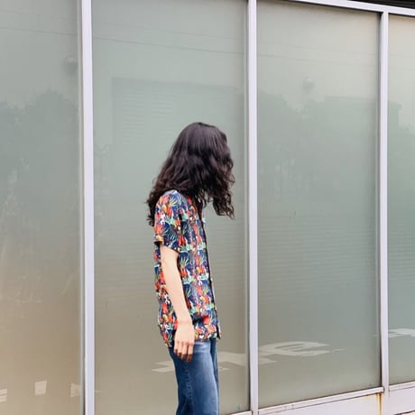 新品 made in Italy rayon open collar shirt L