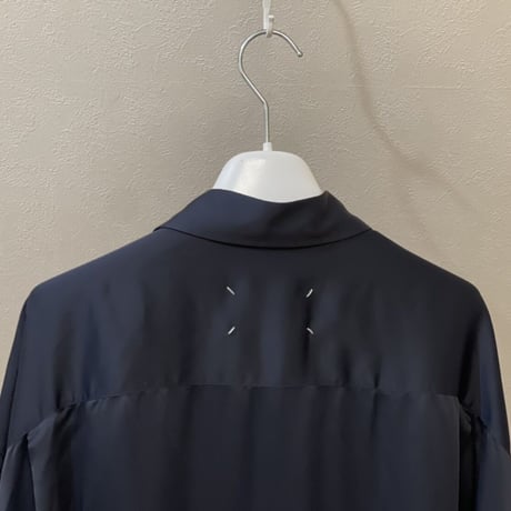 新品 maison margiela 2021ss over size silk long shirt black 36