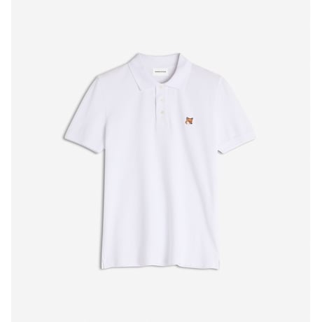 新品 maison kitsune fox head polo shirt white