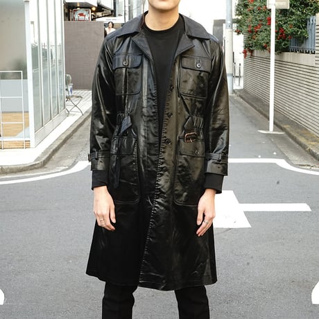 Yves Saint Laurent rive gauche ”初期" fake leather coat black