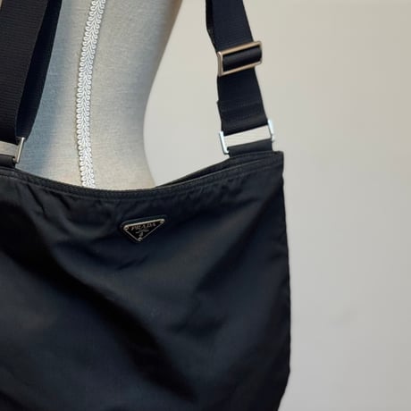 prada nylon logo shoulder bag black #5