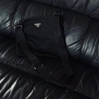 prada nylon logo shoulder bag black #4