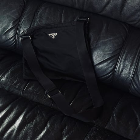 prada nylon logo shoulder bag black #4