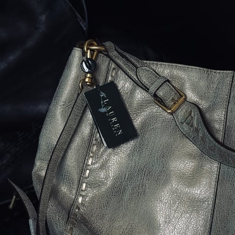 新品 ralph lauren antique finished leather shoulder bag gray