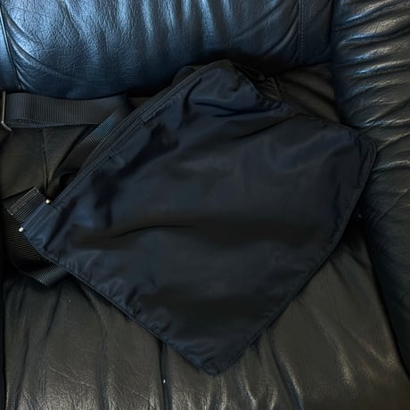 prada nylon logo shoulder bag black A