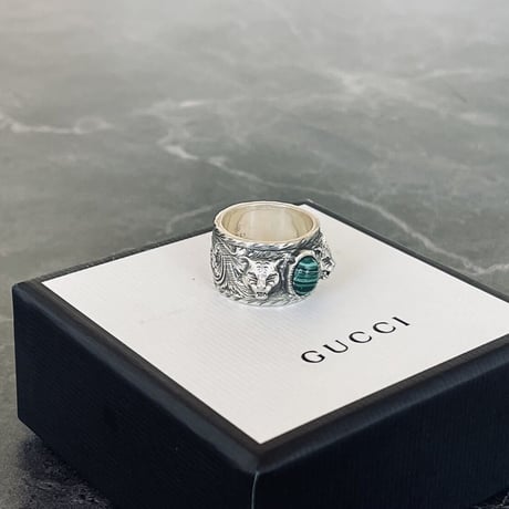 gucci 2023ss interlocking cat head silver ring 23号