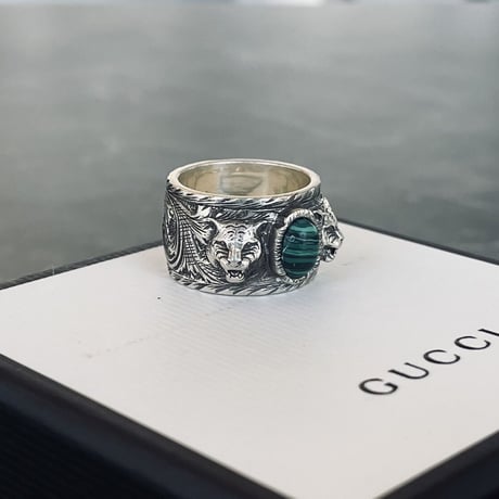 gucci 2023ss interlocking cat head silver ring 23号
