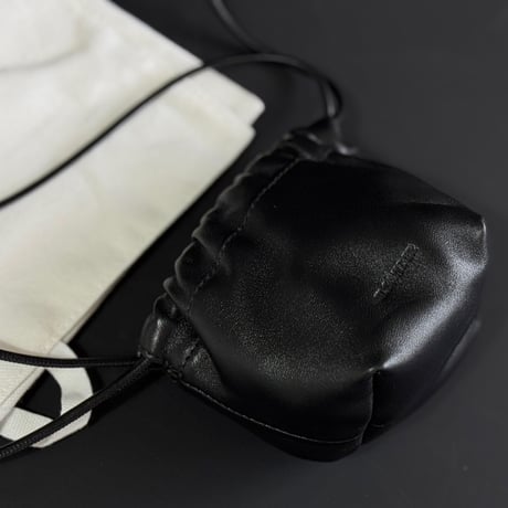 新品 jilsander drawstrings leather logo shoulder bag