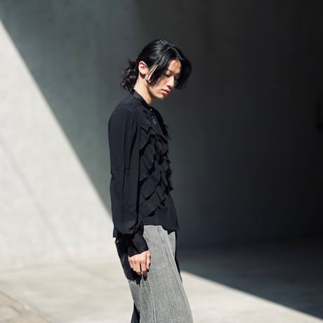 新品 high 2021ss frill shirt black 46