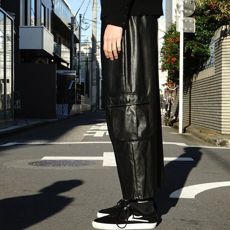 NHUDUONG fake leather eazy pants