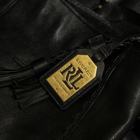 新品 ralph lauren antique finished leather shoulder bag black