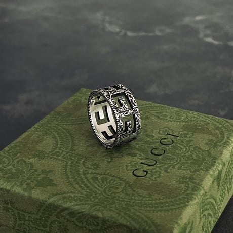 新品 gucci interlocking silver ring 21号