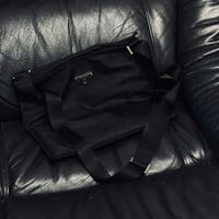 prada nylon logo shoulder bag black A