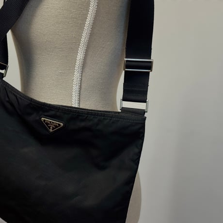 prada nylon logo shoulder bag black #6