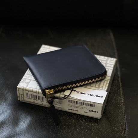 新品 comme des garcons leather wallet black