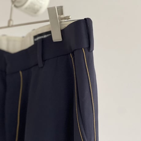 alexander mcqueen side line leather piping flare trousers