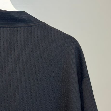 factory sample pleats collarless shirt jacket black