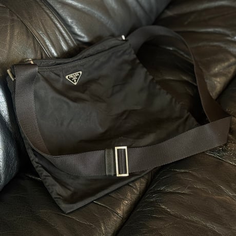 prada nylon logo shoulder bag black #1