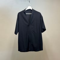 factory sample pleats collarless shirt jacket black