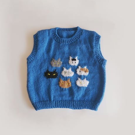 キッズベスト　ねこ&いぬセット　110サイズ、80サイズ　☆こちらは編み図の販売です