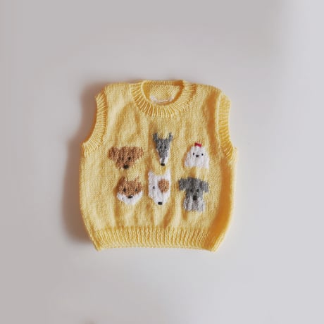 キッズベスト　ねこ&いぬセット　110サイズ、80サイズ　☆こちらは編み図の販売です