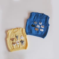 キッズベスト　ねこ&いぬセット　110サイズ、80サイズ　☆こちらは編み図の販売です