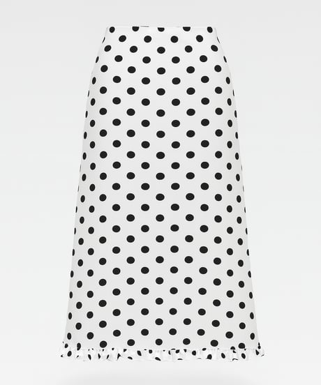 Polka Dot Ruffle SKIRT（WHITE）