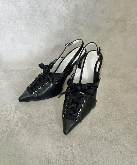 Opera Lace-up HEELS（WHITE / BLACK / SILVER）