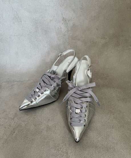 Opera Lace-up HEELS（WHITE / BLACK / SILVER）