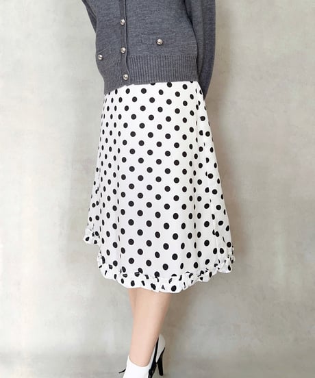 Polka Dot Ruffle SKIRT（WHITE）