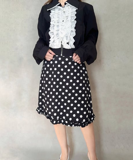 Polka Dot Ruffle SKIRT（BLACK）